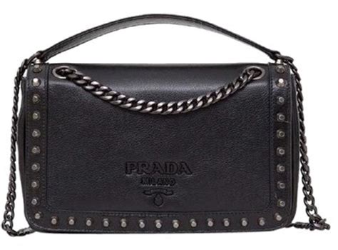 prada 1bd147|Prada Pattina Glace Calf Leather Nero Black Pattina Studded .